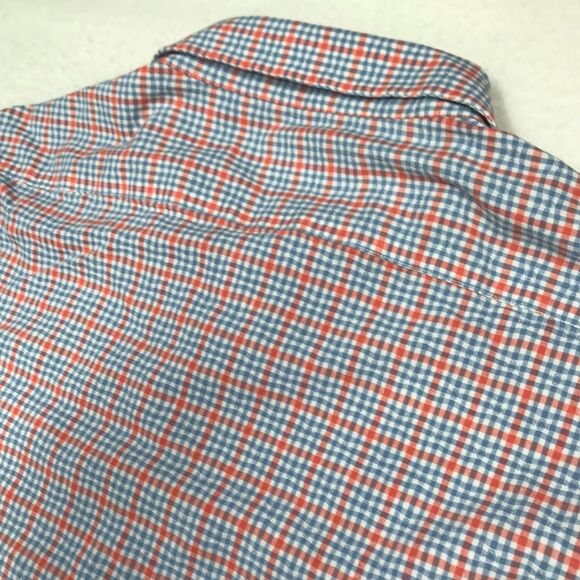 TWILLORY untuck(able) Twill Shirt Men XL Pastel Orange Blue Plaid Linen - Picture 7 of 16